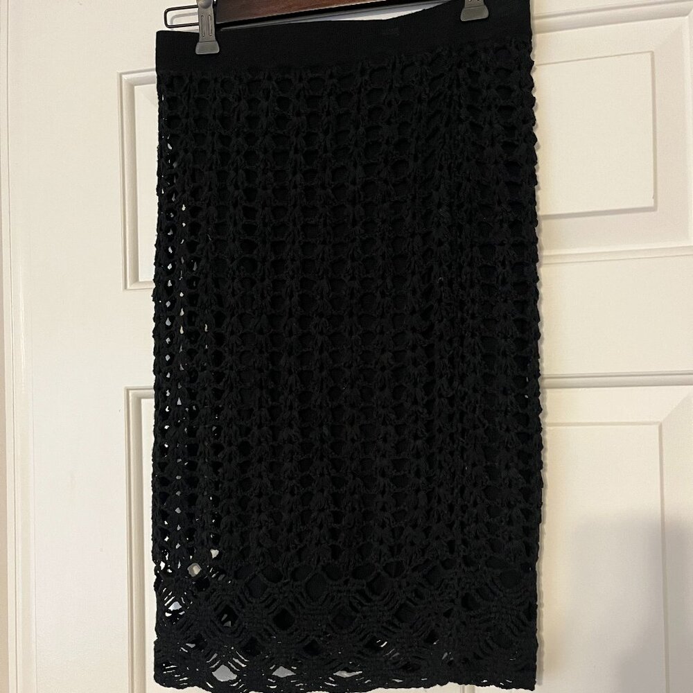 Vivienne Tam Black Crocheted Pencil Skirt, Size S, EUC